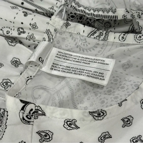 Disney Women's White Black Paisley Patchwork Tiered Mini Dress Size EUR 36/6 - Picture 9 of 9